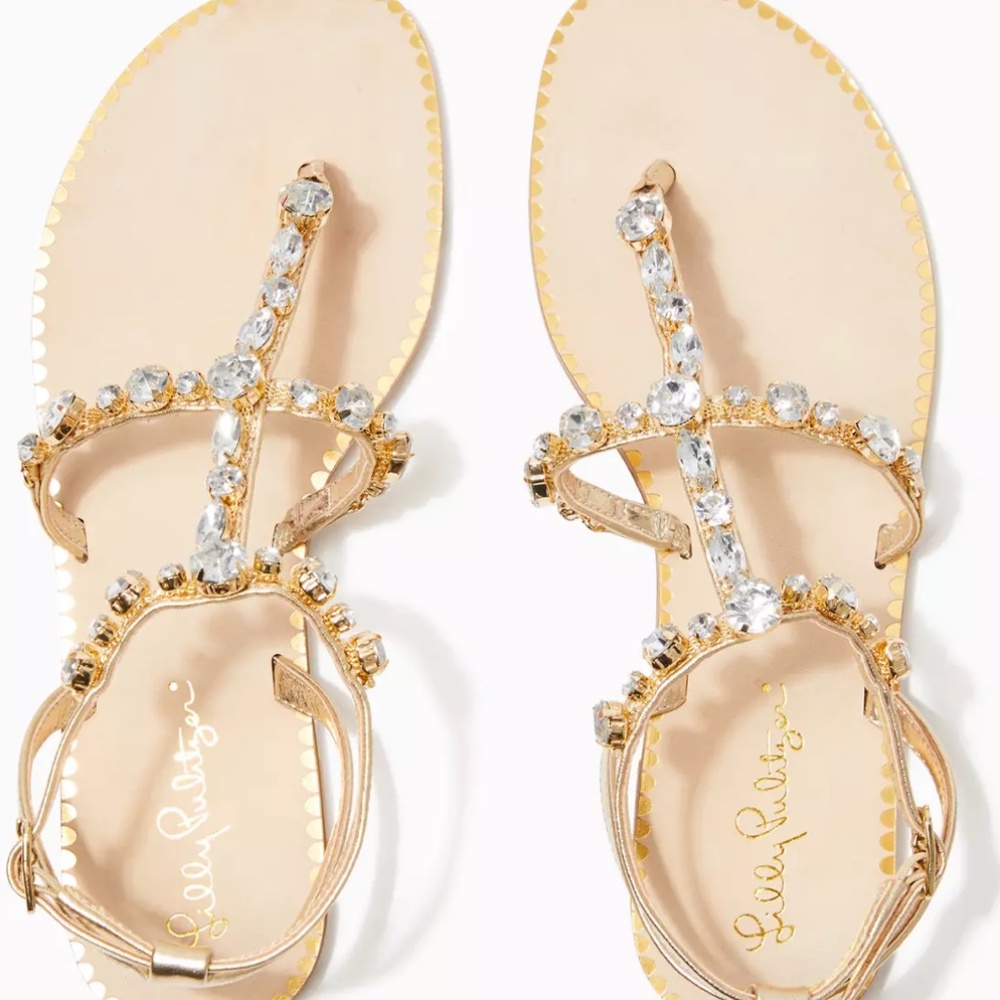 Lilly Pulitzer Abbi Leather Sandal New in Box Size 7.5M